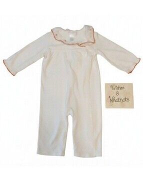 Vintage Janie & Jack Pumpkin Romper 6-12 Months Halloween Bodysuit